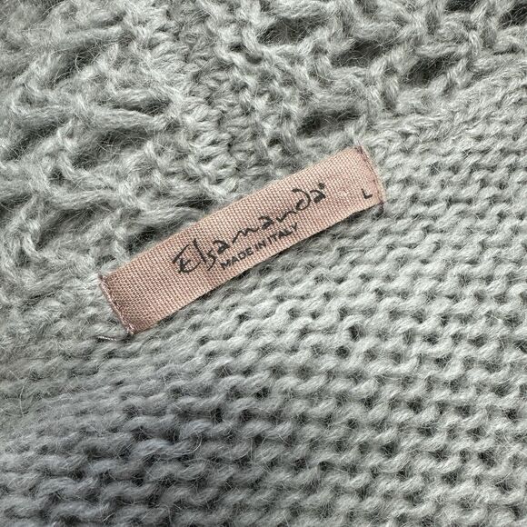 Anthropologie Elsamanda Italy Gray Open Knit Cardigan Sweater Mohair Wool Size L - Picture 7 of 9
